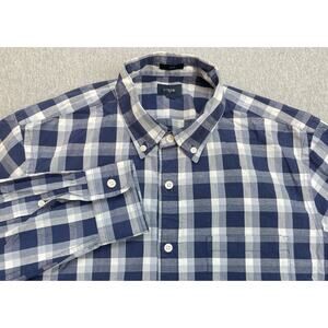 J Crew Shirt Men Medium White Plaid 100% Cotton Long Sleeve Slim Fit Button Down
